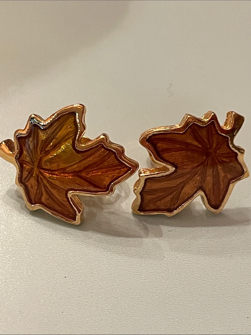 Avon Gold-Tone Amber Leaf Earrings
